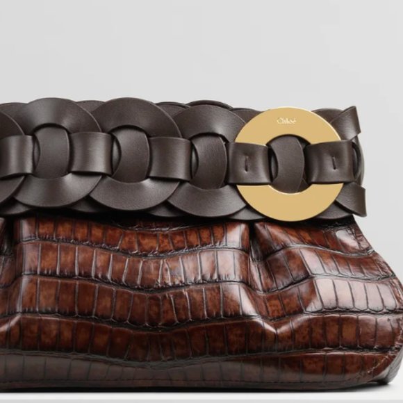 Chloé "Daryl Clutch Bag" Shiny Croco Embossed leat - Picture 3 of 9